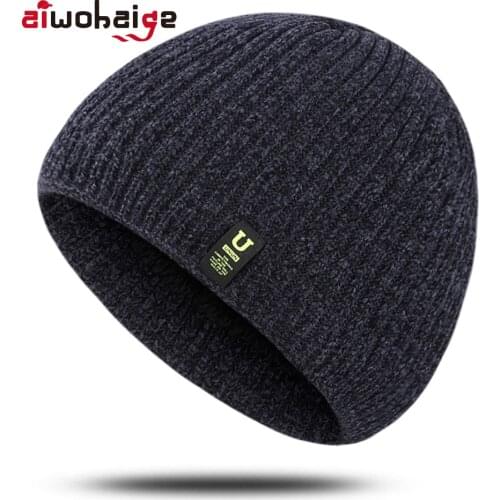 Brand Skullies Beanies Men Knitted Hat Warm Winter Hats Women Thicken Plus Fleece Soft Cap Cotton Knit Beanie Bonnet Mens Cap