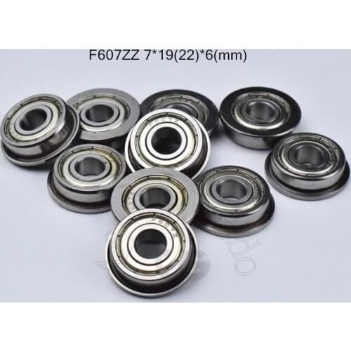 F607ZZ 7*19&22*6(mm) 10pieces bearing 607 Flange bearings F607 F607Z F607ZZ chrome steel bearing