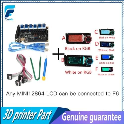 FYSETC F6 V1.3 Board + MINI12864 LCD Display mini 12864+6PCS TMC2130 V1.2 Stepper Motor Driver For SPI Flying Wire