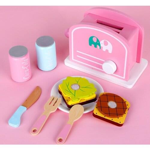 9Pcs Kids Pretend Play Sets Simulation Wooden Pop-Up Early Learning Toasters Bread Maker Kitchen Role Toy Kids Gifts