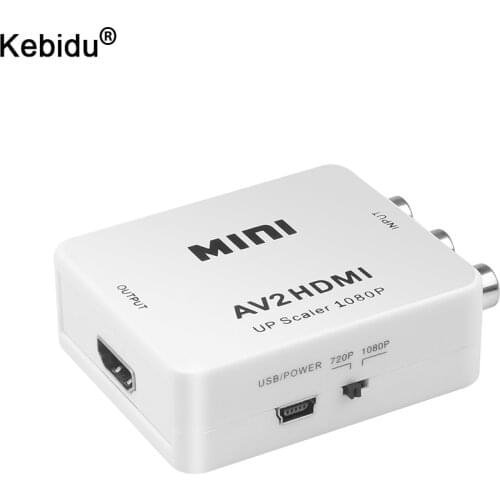 Kebidu Full HD 1080P RCA AV Male to Female Converter Adapter Mini Composite CVBS AV to HDMI-compatible Audio Converter