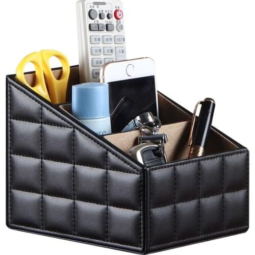 PU Leather Remote Control Cosmetics Storage Box Coffee Table Desktop Storage Box