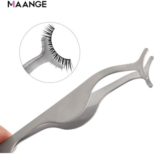 MAANGE 1pc False Eyelash Tweezers Pro Fake Eye Lash Applicator Eyelash Extension Curler Nipper Clip Clamp Makeup Forceps Tools