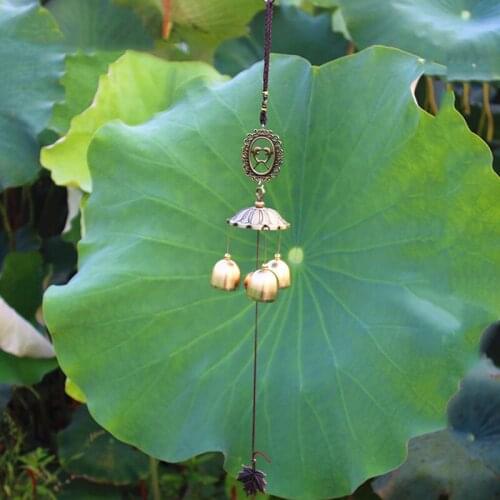 National Style Fish Copper 6 Bells Wind Chimes Outdoor Living Wind Chimes Copper Windchimes Home Window Hanging Decoration