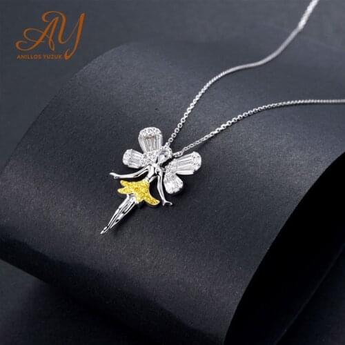 Anillos Yuzuk 925 Sterling Silver Gemstone Wedding Engagement Angel Pendent Necklace With Chain Fine Jewelry Wholesale