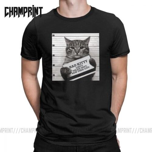 Mugshot Cat Mr Furrypants Bad Kitty Men T Shirts Pet Kitten Love Animal Cute Funny Tees Short Sleeve T-Shirt 100% Cotton Tops