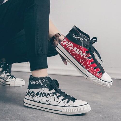 2021 summer new high-top vulcanized shoes casual mens shoes canvas shoes all-match breathable shoes Zapatos de hombre