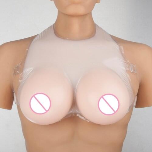 Bibs Neck Silicone Breast Forms Wearable Fake Breast False Chest Part Round White Lifelike Boobs for Transgender Cossdresser
