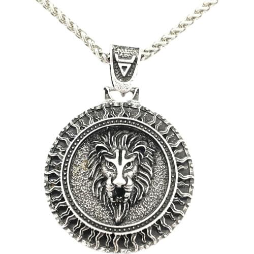 Nostalgia Lion Head Slavic Veles Sun Symbol Pendant Viking Necklace Men Women Amulet Talisman Jewelery