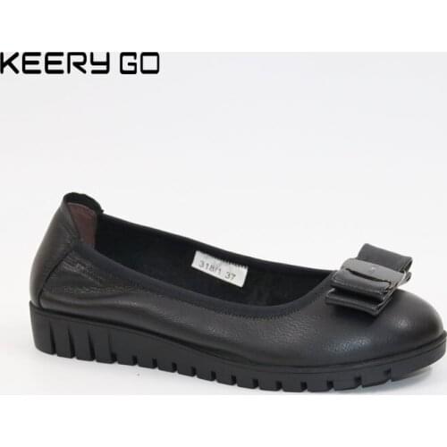 The new factory direct soft leather shoes comfortable elegant Bow Shoes