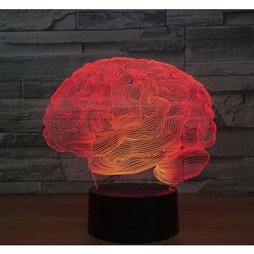 Brain Carebellum USB Novelty Light 3D Optical Illusion Lamp 7 Color Changing Nightlight Touch Desk Table Light Home Office Decor