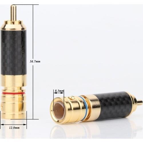 Preffair High Quality 4pcs Carbon Fiber Gold Plated RCA Plug , Signal Wire Jack,Hi-end Interconnects Cable Connector Plug