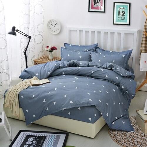 Simple Geometric Bedding Set Soft Duvet Cover With Zipper Closure Fitted Sheet Pillowcases Bed Sets Bedding King Size Dropship