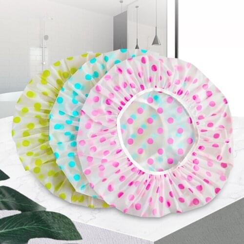 Shower cap waterproof high quality elastic 1PC female shower cap dot thickened elastic shower cap womens hair salon bathroom