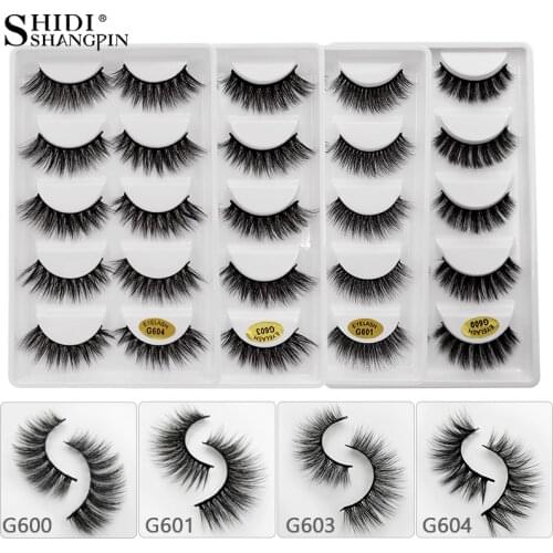 SHIDISHANGPIN 5 Pairs Mink Eyelashes Natural Long 3D Mink Lashes Hand Made 3d Eyelashes Thick 3d Lashes Maquillaje Makeup Cilios