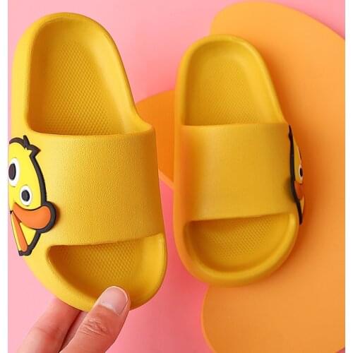 Summer Beach Slides Children Slippers Sandals Flip Flops Cartoon Duck Print Platform Thick girl boy Home Bathroom Shoes