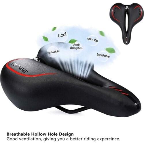 Silicone Gel Bike Seat PU Leather Cover Hollow Soft Bicycle Saddle Wide Soft Pad