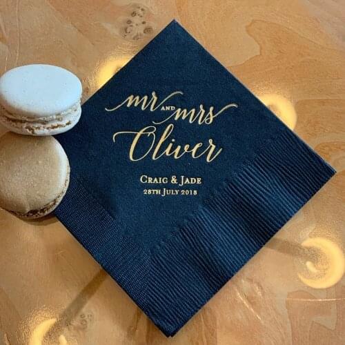Personalized Wedding Napkins Bridal Shower names and date Rehearsal Dinner Honeymoon Engagement PartyCustom Beverage Napkins
