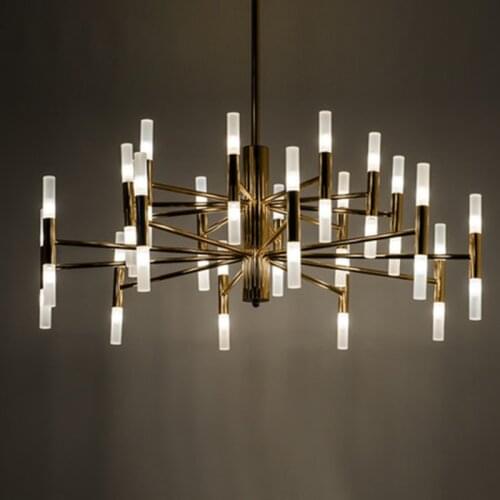 Gold/Black Design G4 led Chandelier Lamp Modern Tube Lustre hanging lamp for living sitting room loft Art Suspended Lamps