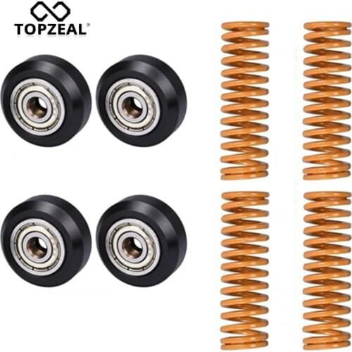 TOPZEAL Pack Of 4 Creality Ender 3, Ender 3 Pro, CR-10 Bed Springs & 4 Creality POM Bearing Pulley Wheels