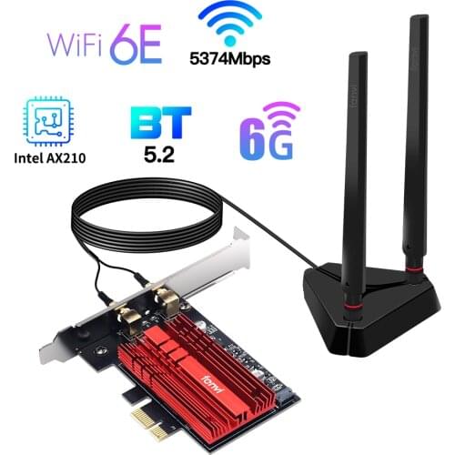 Fenvi Wi-Fi 6E Intel AX210 3000Mbps PCIe Wireless Network Wi-Fi Wlan Adapter 2.4G/5G/6Ghz 802.11AX Bluetooth 5.2 Card Windows 10
