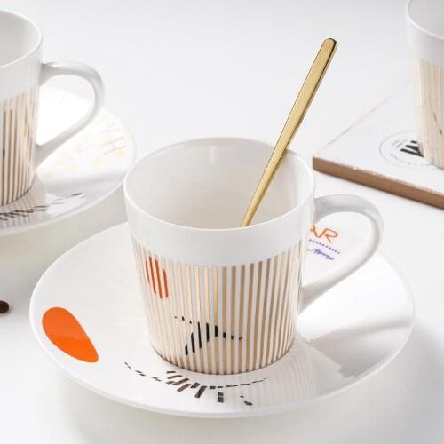 Mirror Coffee Mug Specular Reflection Bird Tea Cups and Saucers Spoon Creative Coffeeware