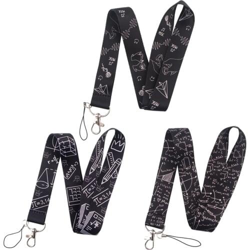 ZF2432 1pcs Mathematical Formula Painting Art KeyChain Lanyard Neck Strap For Phone Key ID Card Creative Lanyard For Kid Student
