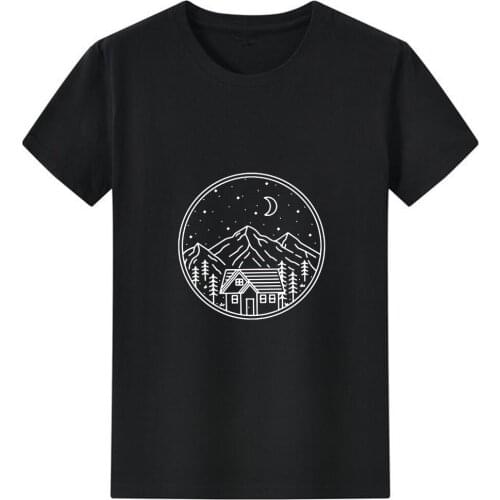 Mountain Forest House Woman Tshirt Top Casual Women Short Sleeve Hipster Graphic T Shirt Black Red Letter Print Tee Shirt Female