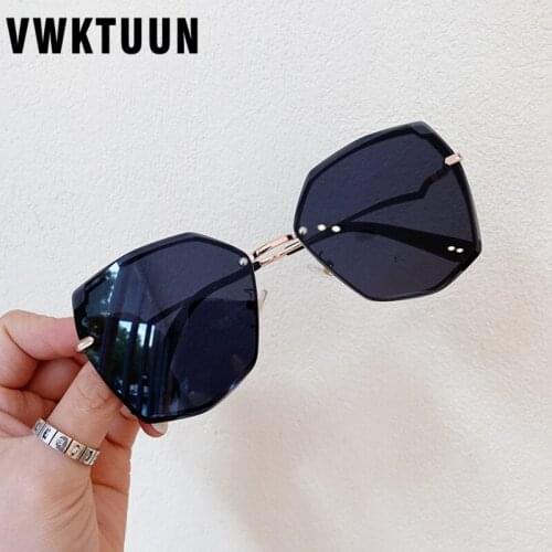 VWKTUUN Butterfly Sunglasses Woman 2020 Vintage Oversized Shades UV400 Glasses Rimless Irregular Sunglasses For Women