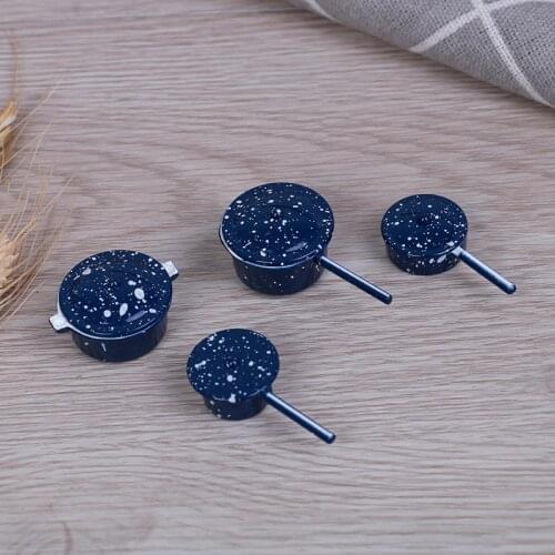 1Set 1:12 Kitchen Furniture Toy For doll Families Collectible Gift Dollhouse Miniature Mini Blue Pot Bowl Accessories
