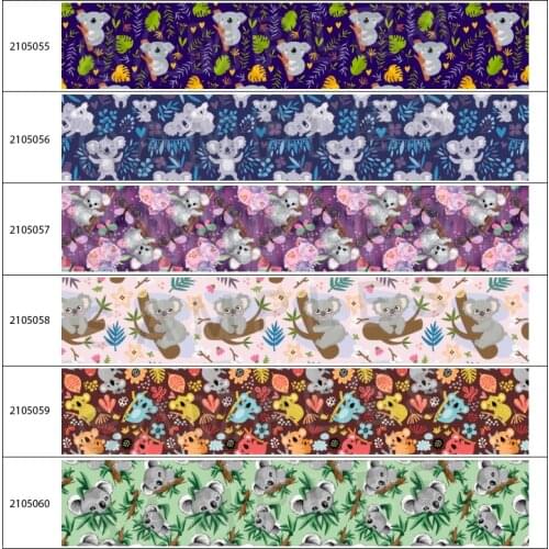 10yards Koala Image Grosgrain Ribbons Hair Bow DIY Crafts Handmade Accessories