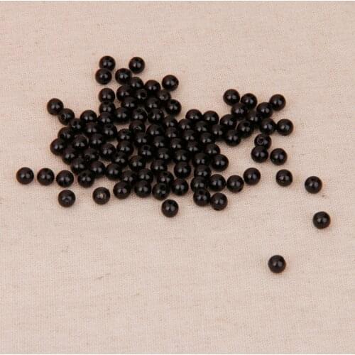100 Pics Seed Beads Acrylic Pearl Lot Black Women Jewelry Loose Seeds 4mm