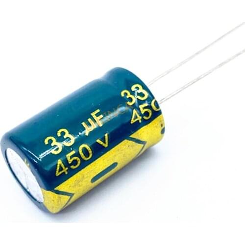12pcs/lot 450v 33uf high frequency low impedance 450v33UF aluminum electrolytic capacitor size 13*20 20