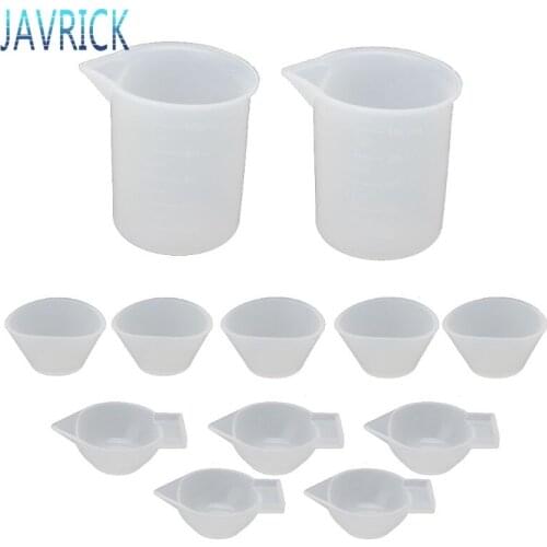 12Pcs Silicone Mixing Measuring Cups UV Resin Mold DIY Casting Jewelry Tool Kit F3MD