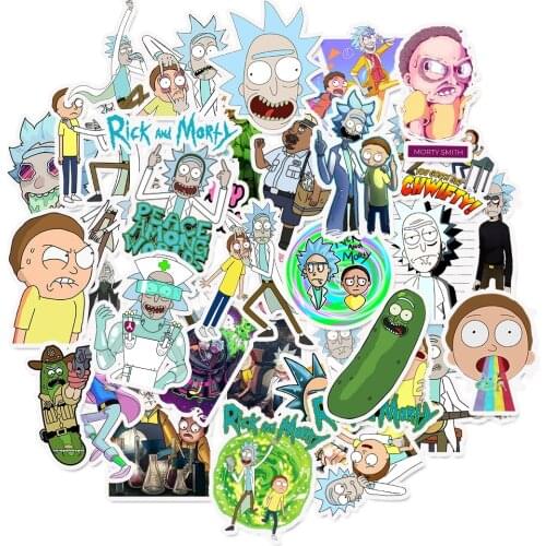 35pcs Cartoon Anime Rick And Morti Sticker Waterproof Phone Travel Suitcase Skateboard Laptop Cup Suitcase Sticker Toy Decor