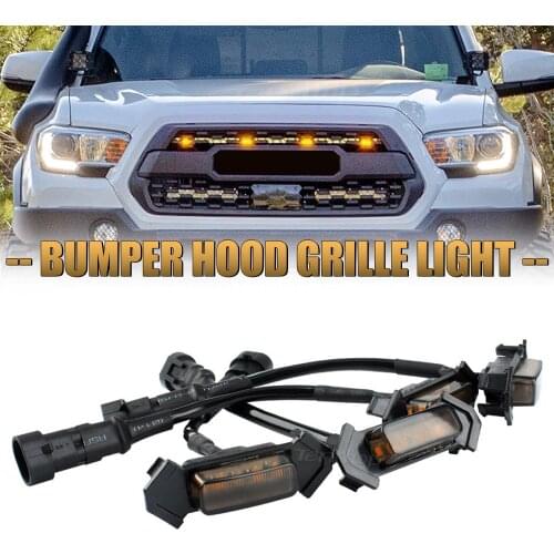 4/5/6pcs For 2016-2018 Toyota Tacoma w/TRD Pro Grill Car Front Light Bumper Hood Grille LED Light 100%waterproof Car Assessories