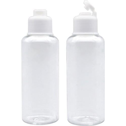 50pcs/lot 120ml transparent empty PET plastic bottle flip top caps shampoo lotion cosmetics bottles clear travel kit bottles