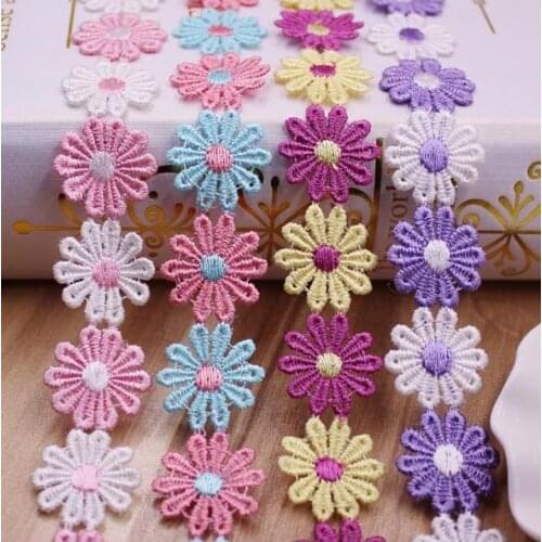 50Yards Daisy Flower Lace Trim Water Soluble Lace For Curtain Sofa Edge Decoration Emebllishment Craft Sewing Venice For Clothes