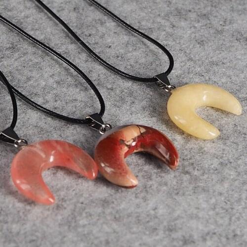 6pcs/lot High Quality Natural Stone Horseshoe Shape Necklace Pendants Crystal Chakra Pendulum Women Fashion Choker Jewelry