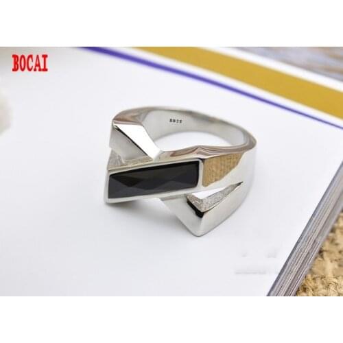 925 sterling silver black onyx punk rock ring