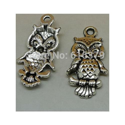 Free shipping 200pcs tibetan silver owl charms pendants for jewelry making charm handmade diy 26*11mm