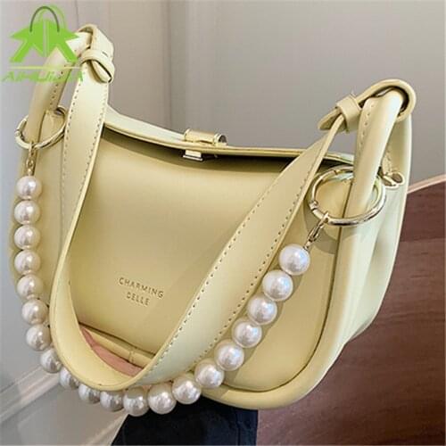 Large Capacity Simple Casual Handbags Women PU Pearl Shoulder Messenger Bags 2021 Fashion Luxury High Quality Crossbody Bags