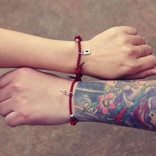 Romantic Couple Bracelet Women Men Attract Magnet Braslet Key Lock Lovers Braclet Best Friend Jewelry Macram Brazalete Gift