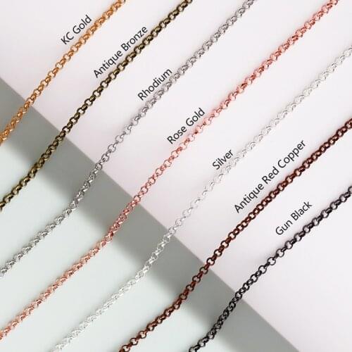 10Pcs/lot 1.5-3mm Round Rolo Chain Long Jewelry Extension Necklace Chains For DIY Handmade Jewelry Making Findings Accessories