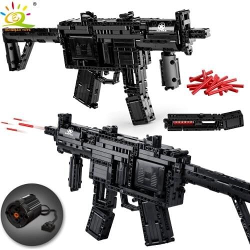 HUIQIBAO 783Pcs DIY Electric Machine Gun MP5 Model Building Blocks Technical Gun Educational Shooting Game Bricks Toys Children