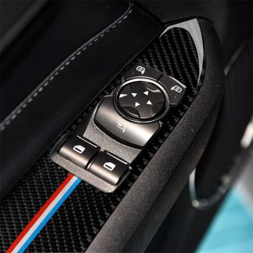 Carbon Fiber Interior Decoration Window Control Switch Panel Frame Cover for Ford Mustang 2015-2017 Brand New Car Stylish Decal