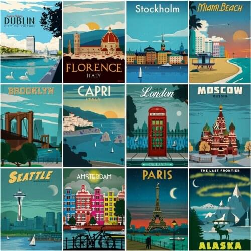 HUACAN Paint By Numbers Mountain Acrylic Unique Gift On Canvas Wall Art Picture By Numbers City Scenery Decoration