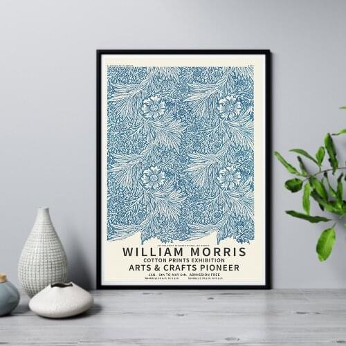 William Morris Canvas Print Poster Museum Exhibition Poster Flower Pattern Art Vintage Painting Wall Pictures for Living Room