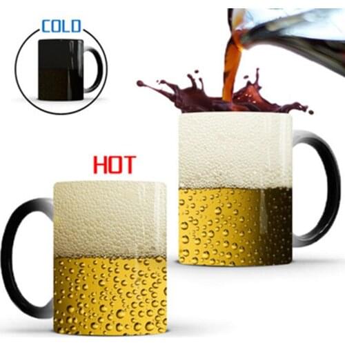 1Pcs New 350mL Beer Bubble Color Changing Magic Mug Heat Sensitive Tea Milk Coffee Mug Creative Ceramic Cup Gift for Your Friend