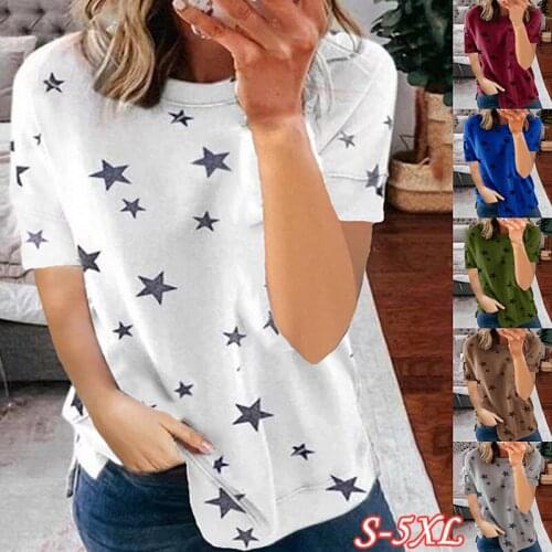Summer Sexy 2021 New Arrial Women O-neck Plus Size T-shirt S-5XL Woman T-shirt